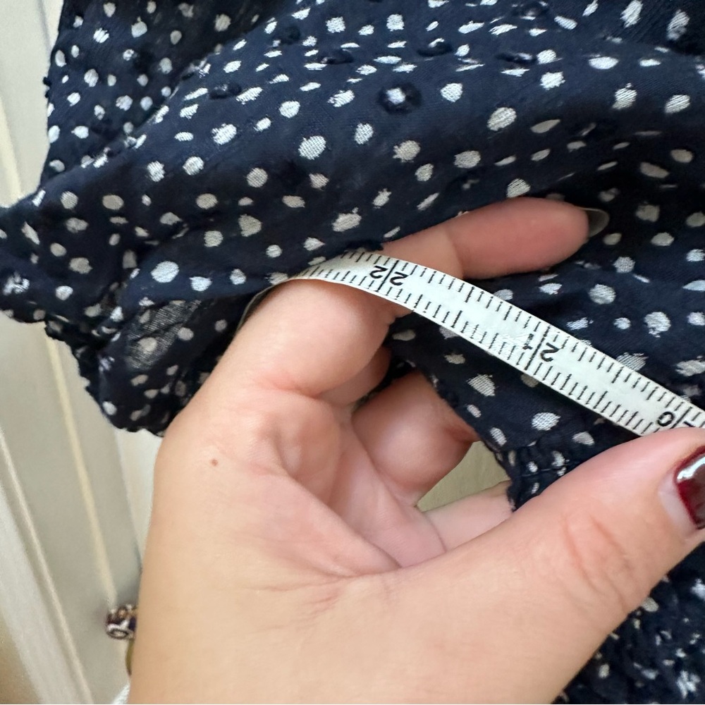 J. Crew Navy White Speckled Blouse Smocked top XL - Picture 5 of 11